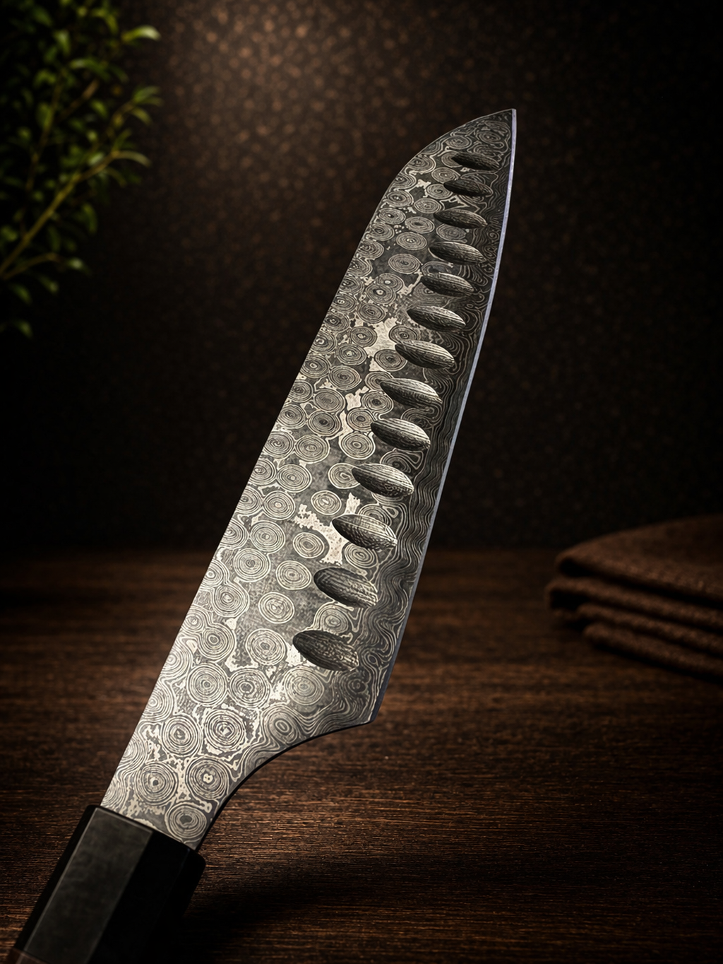 7-Inch Damascus Santoku Knife – Premium Wooden Handle | NAKT Blades
