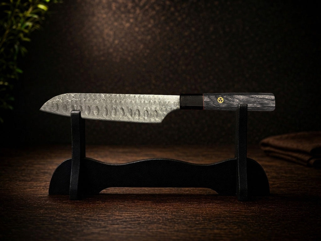 7-Inch Damascus Santoku Knife – Premium Wooden Handle | NAKT Blades