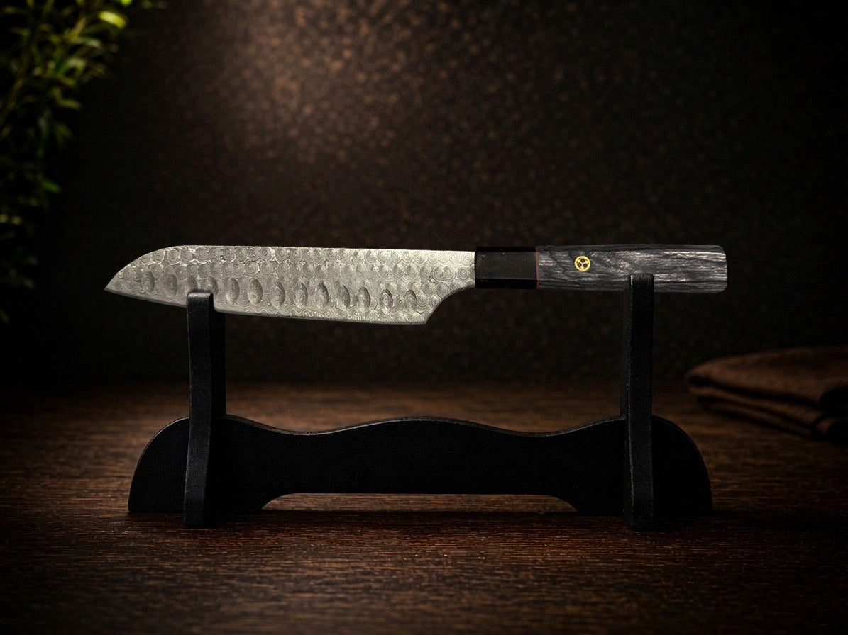 7-Inch Damascus Santoku Knife – Premium Wooden Handle | NAKT Blades
