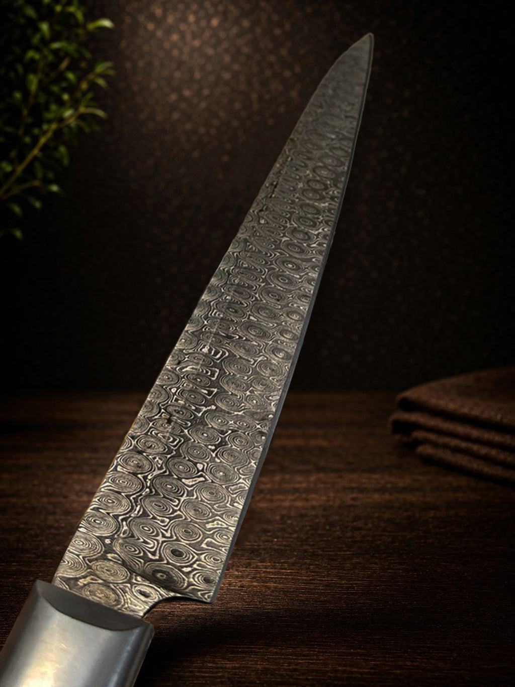 9.5-inch Kirisame Damascus Knife- Premium Wooden Handle | NAKT Blades